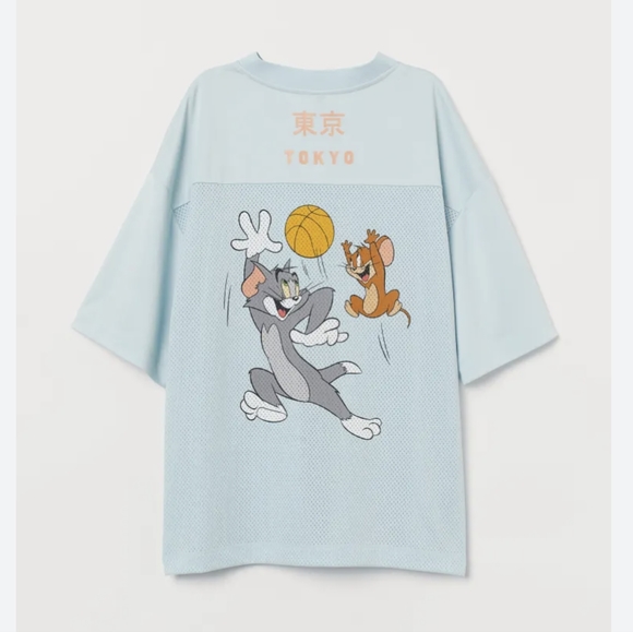 Tom & Jerry Cartoon White Baseball Jersey Youth Large NWT